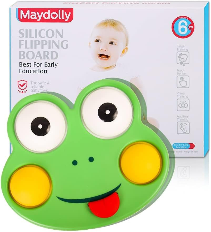Fidget Toys Simple Dimple Soft Silicon Flipping Board Early Educational Sensory Toys & Gifts for Babies and Toddlers, Stress Relief Frog Dimple Toy